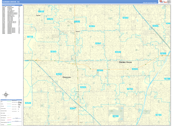 Garden Grove City Digital Map Basic Style